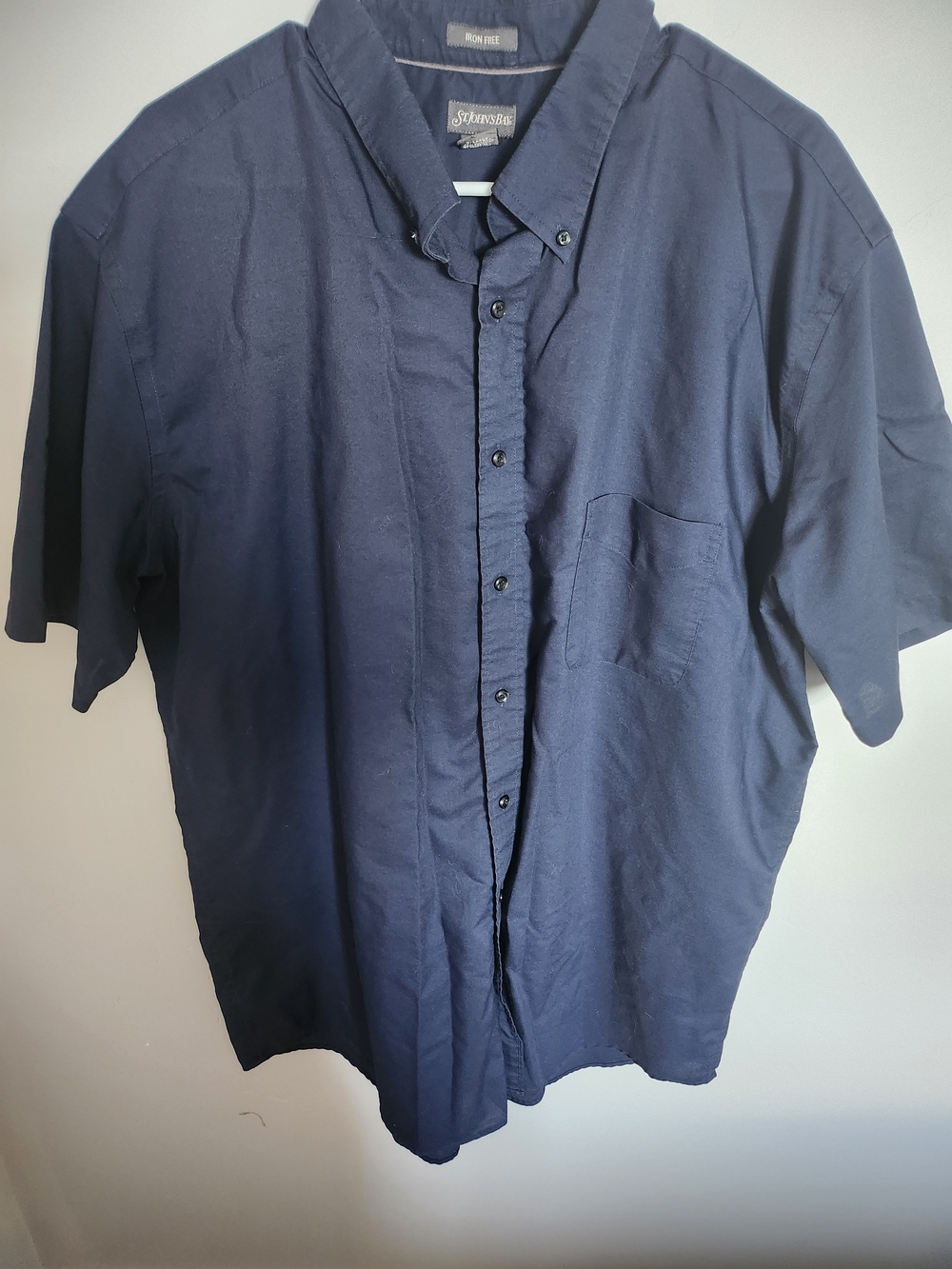 St. John's Bay Navy Short-Sleeve Button-Down Shirt